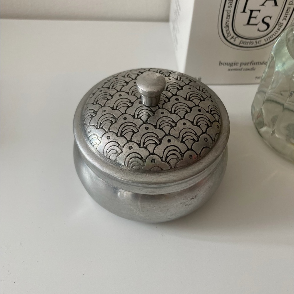 EMPTY Urban Outfitters Awaken Boho Embossed Tin Candle Jar Moonsparkle Silver